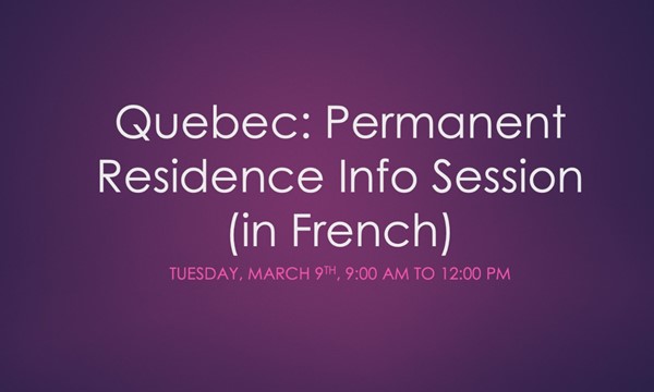  Permanent Residence Info Session (in French)